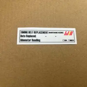 Timing belt replacement sticker